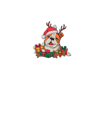 Bulldog de Crăciun model gri pe tricou