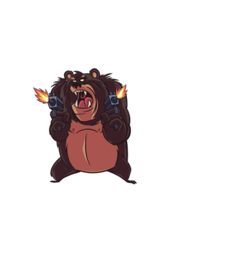 Pew Pew Pew Madafakas Urs model negru pe tricou