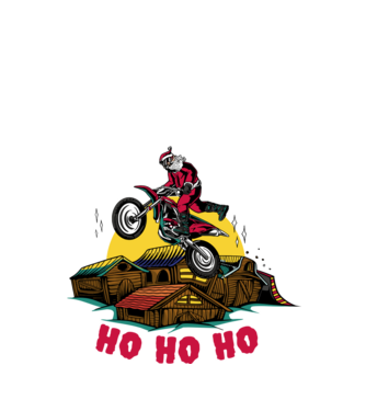 Moș Crăciun pe motocicletă Cross model alb pe tricou