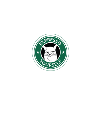 Expresso Yourself tricou Pisică cu cafea model negru pe tricou