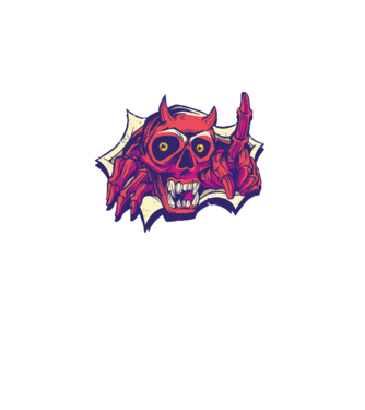 Craniu de Demon model turcoaz pe tricou