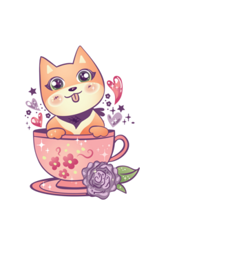 Câine drăguț Anime model negru pe tricou