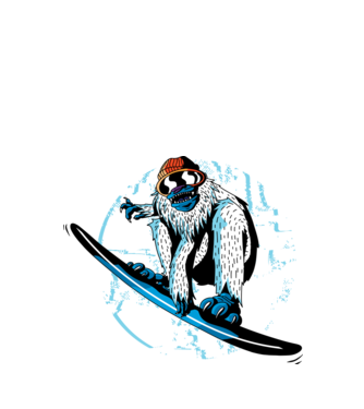 Yeti Snowboarder model alb pe tricou