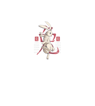 Year of the Rabbit model negru pe tricou