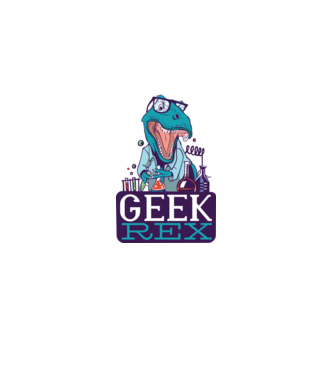 Geek Rex dinozaur tricou model negru pe tricou