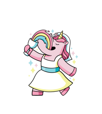 Unicorn Mireasă model alb pe tricou