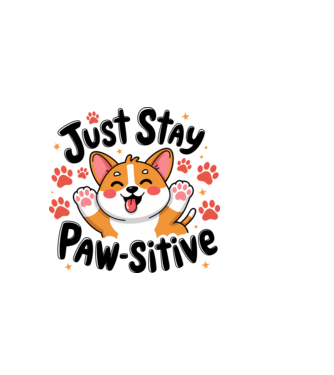Just Stay Paw-sitive Alb model alb pe tricou
