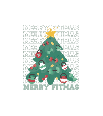 Merry Fitmas Fitmas Pom de Crăciun Fitness model alb pe tricou