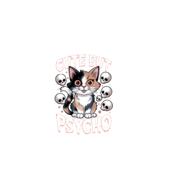 Cute, but Psycho pisică Negru model negru pe tricou