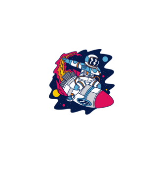 Astronaut DAB model albastru deschis pe tricou