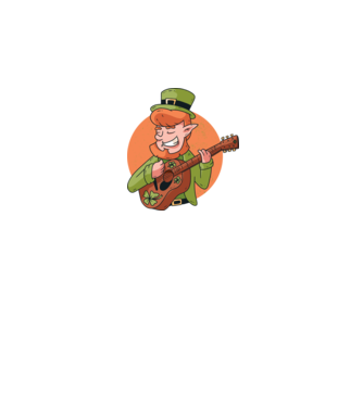 Chitarist Leprechaun irlandez St Patrick model albastru închis pe tricou