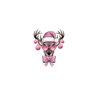 Pink Xmas Reindeer model alb/roșu pe tricou