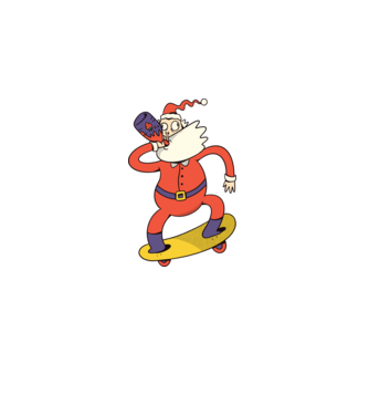 Moș Crăciun Skateboarder model alb pe tricou