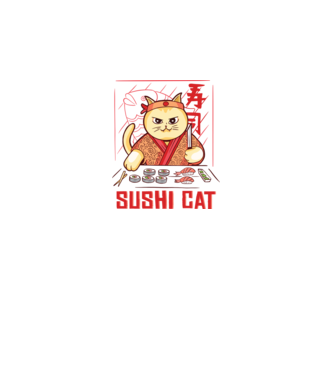 Pisică Sushi model negru pe tricou