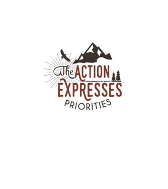 The action expresses priorities model alb pe tricou