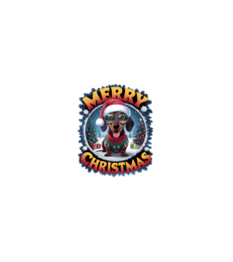 Merry Christmas Teckel model alb pe tricou