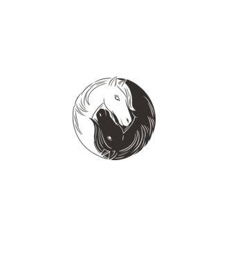 Călăreț Yin Yang model alb pe tricou