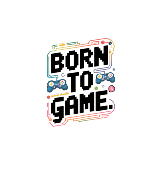 Born to Game Pixel Alb model alb pe tricou