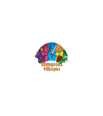 Dungeons Meeples model negru pe tricou