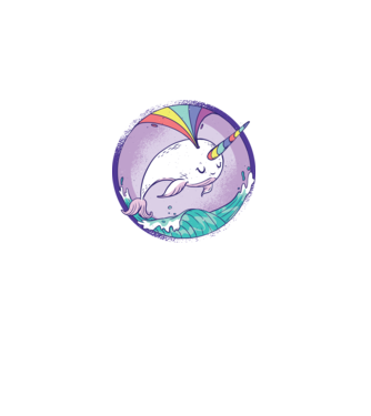 Unicorn drăguț Balenă - Narval model alb pe tricou