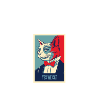 Yes We Cat poster cu pisică model negru pe tricou