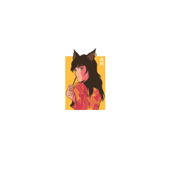 Pisică Fată Anime model albastru jeanși pe tricou