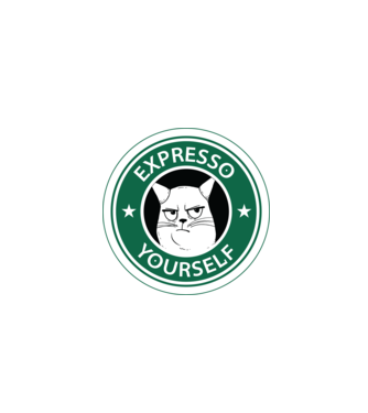 Expresso Yourself tricou Pisică cu cafea model negru pe tricou