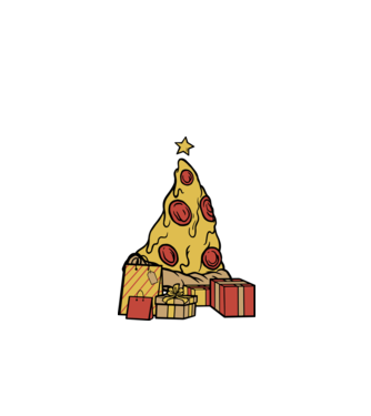 Pizza pom de Crăciun model negru pe tricou