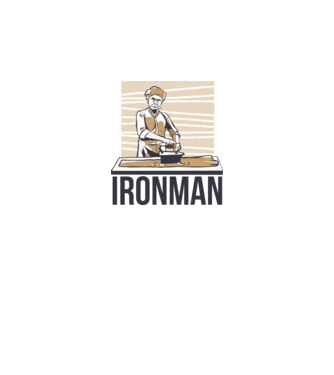 Ironman Om care calcă (montează metal) model alb pe tricou