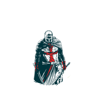 Cavaler Templier model alb pe tricou