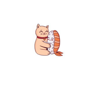 Sushi cu Pisică model gri pe tricou