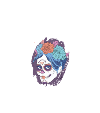 Dia de Los Muertos - Craniu cu flori model negru pe tricou