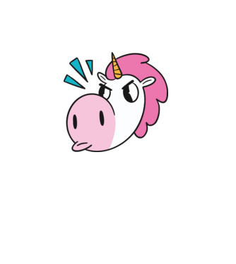Unicorn supărat model alb pe tricou