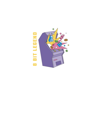 8 Bit Legendă Arcade Slot Machine model negru pe tricou