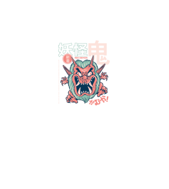 Oni Yokai Anime model negru pe tricou