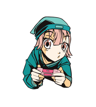 Anime fată Gamer model alb pe tricou