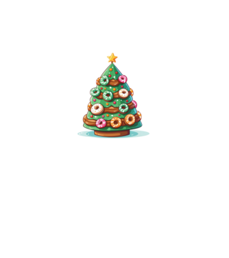 Doughnut pom de Crăciun model alb pe tricou