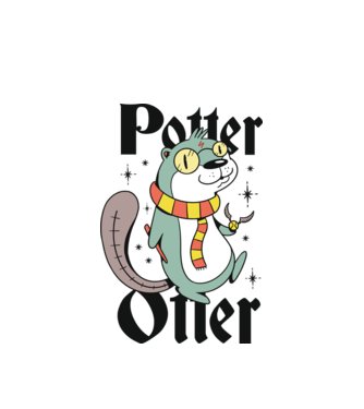Potter Otter Vidra model alb pe tricou