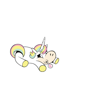 Unicorn bolnav model alb pe tricou