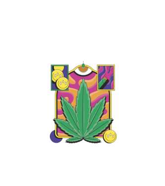 Hippy Cannabis model negru pe tricou