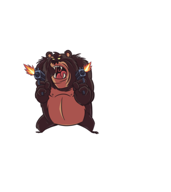 Pew Pew Pew Madafakas Urs model alb pe tricou
