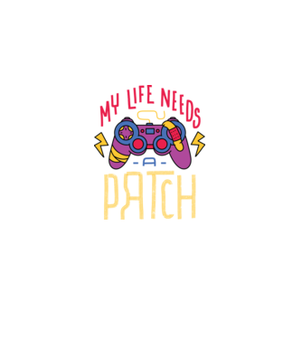 My life needs a patch Gamer model negru pe tricou