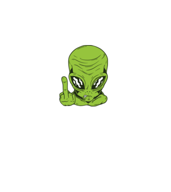 Alien arată degetul model negru pe tricou