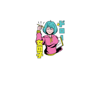 Anime fată desenând model negru pe tricou