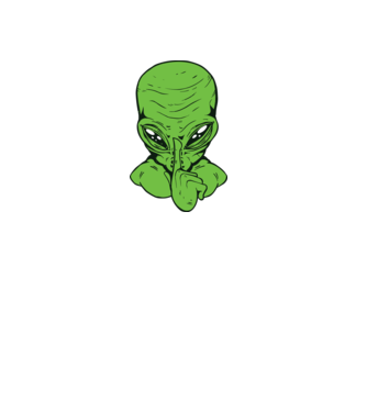 Alien Psst model negru pe tricou
