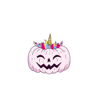 Unicorn Dovleac Halloween model albastru închis pe tricou