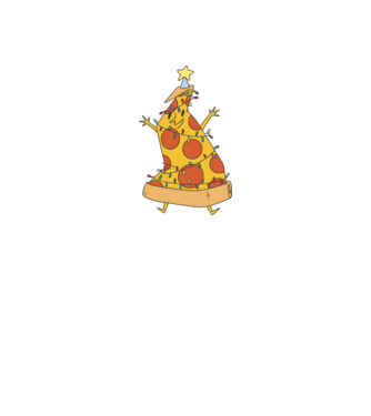 Pizza pom de Crăciun model gri/negru pe tricou