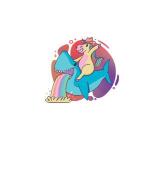 Unicorn pe rechin model turcoaz pe tricou