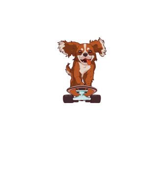 Skateboarding Cavalier King Spaniel model gri închis pe tricou