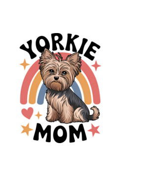 Yorkie Mom Alb model albastru deschis pe tricou